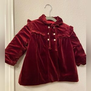 Vintage Cute Togs New York Velvet Cranberry Coat Double Breast 18 Months